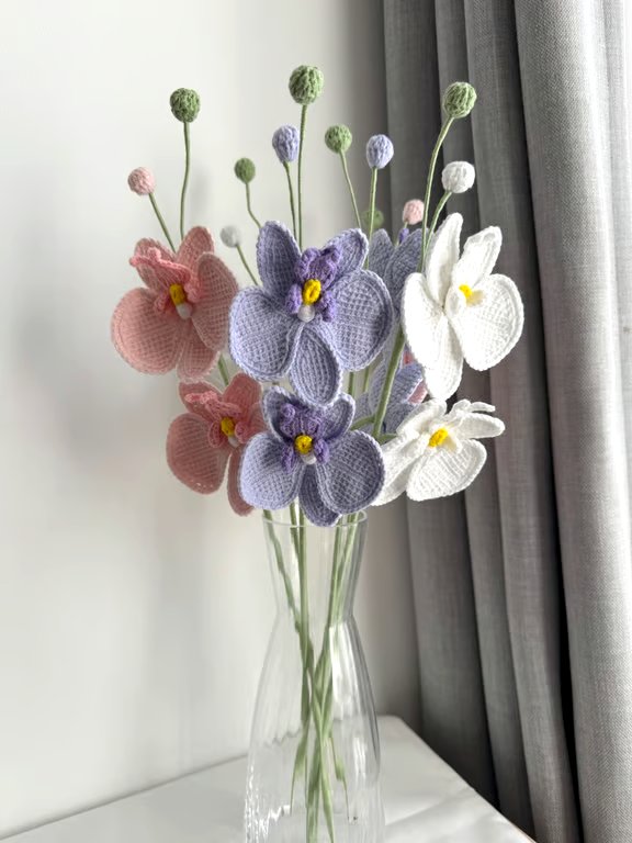 Crochet Orchid Colourful Orchid  