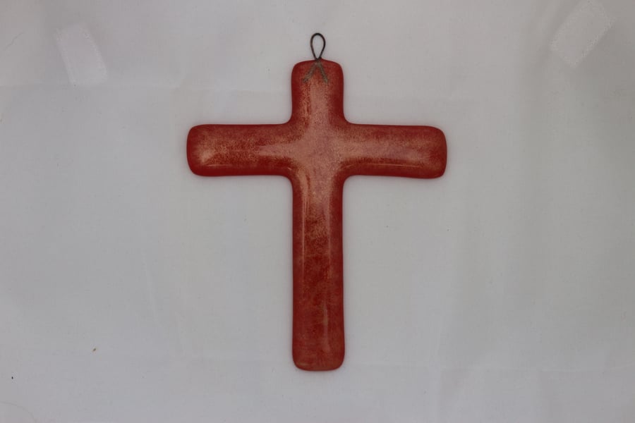 Handmade fused glass wall cross - Sacrifice