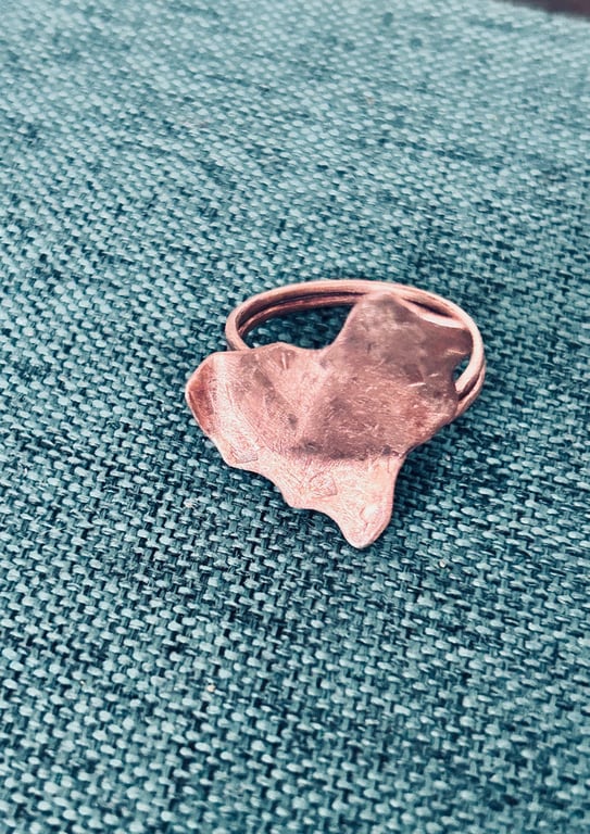 Freeform Curved Textured Copper Ring - UK Size S -  Handcrafted In Wales