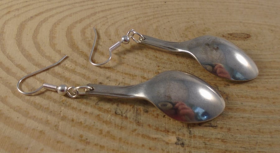 Upcycled Silver Plated Sugar Tong Spoon Earrings SPE052117