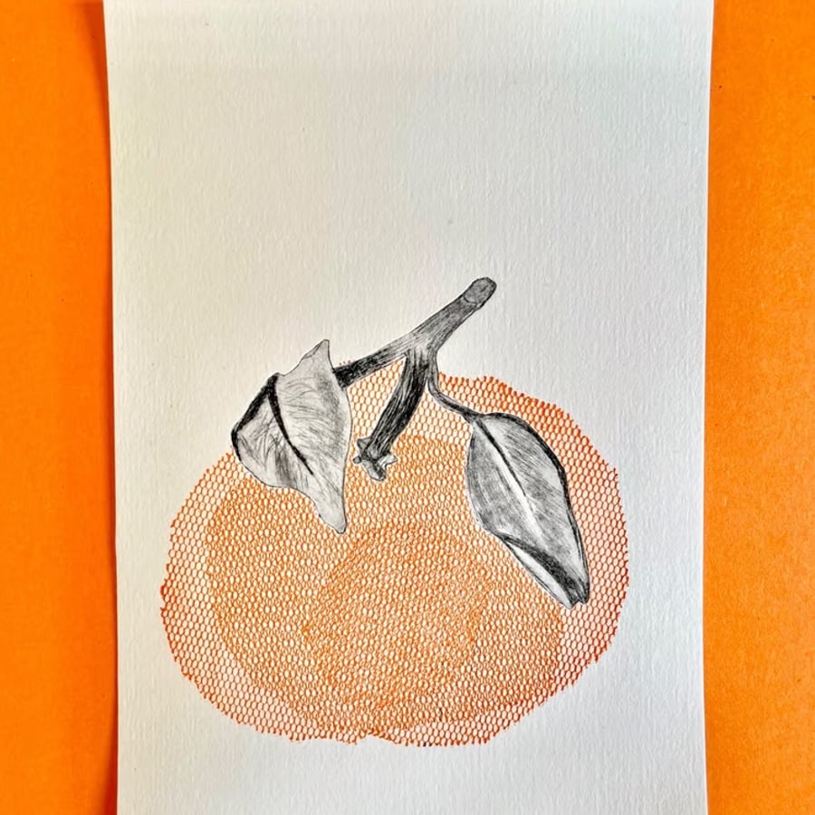 Image of Orange Drypoint Print