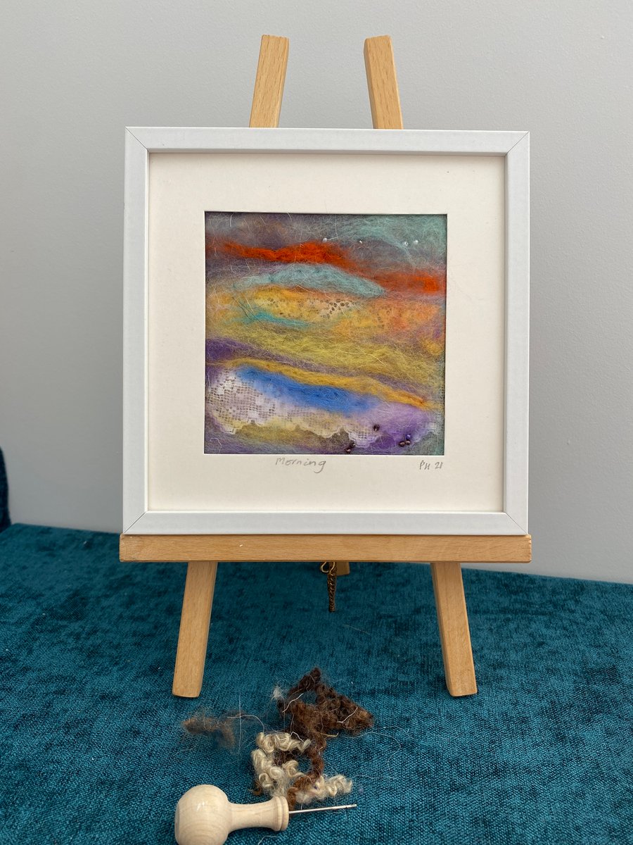 Morning Skies, Abstract, hand crafted needle felt