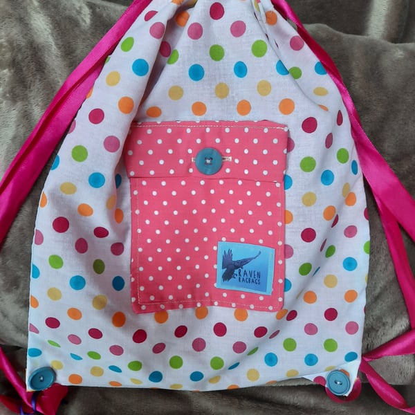 Colourful Spotted Children's Handmade Backpack