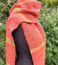 Handwoven Scarf in Reds, Orange and Green - Image 2