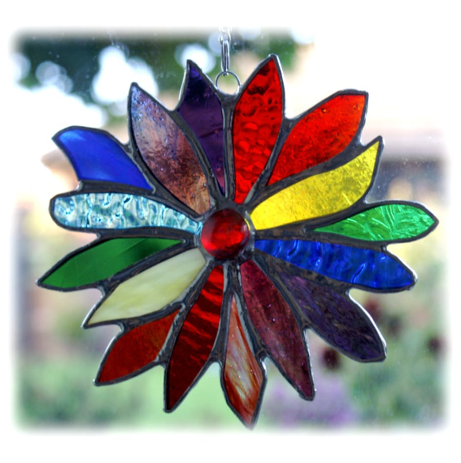 Rainbow Flower Stained Glass Suncatcher 024