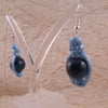 Dark Blue Agate Macrame Earrings