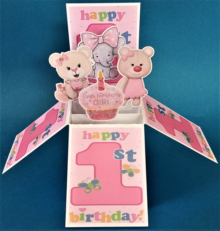 Girls 1st Birthday Card