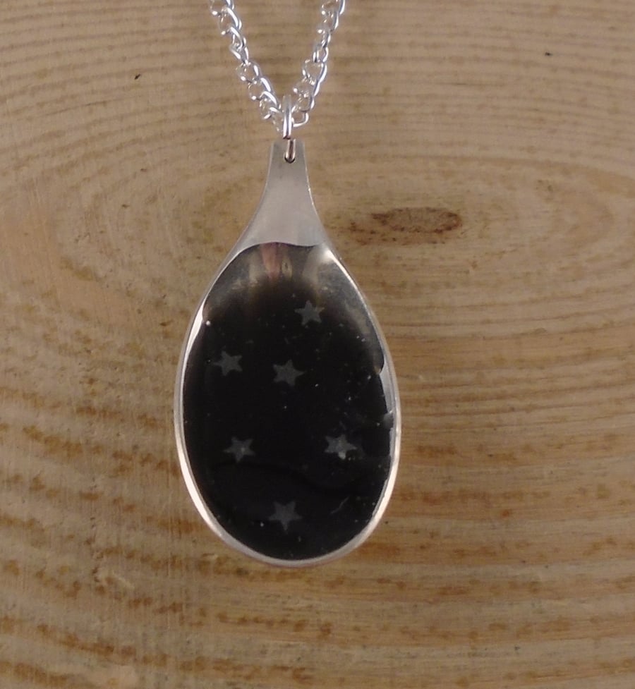 Upcycled Silver Plated Glow in The Dark Star Spoon Necklace SPN082012