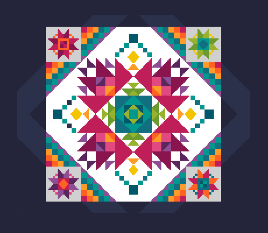 147 Cross Stitch Pattern Geometric Shaker Patchwork Amish Barn Quilt Block Folk