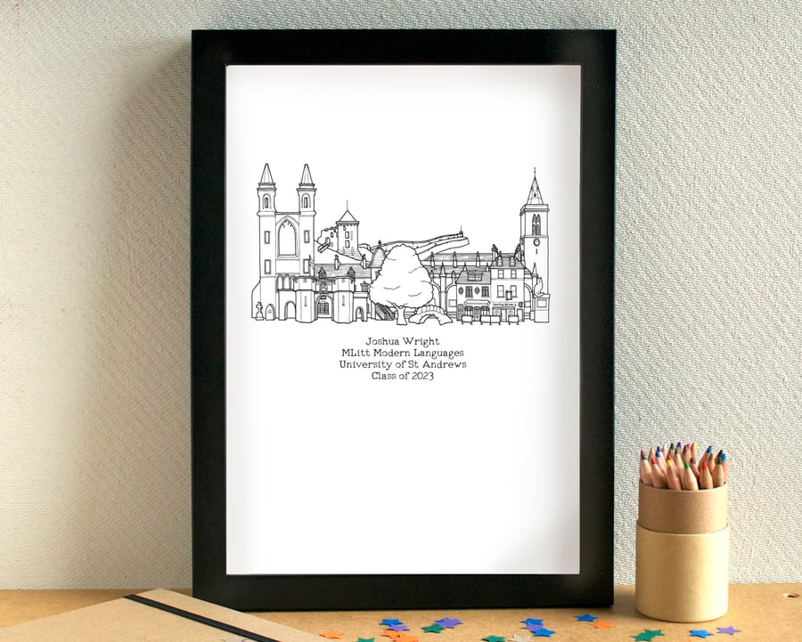 Graduation Skyline Personalised Art Print Unframed