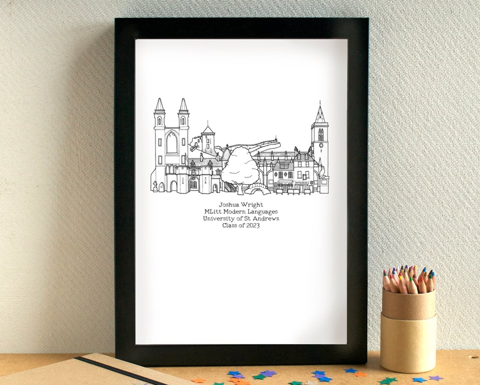 Graduation Skyline Personalised Art Print Unframed