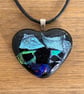 Blue Dichroic Glass Heart Pendant