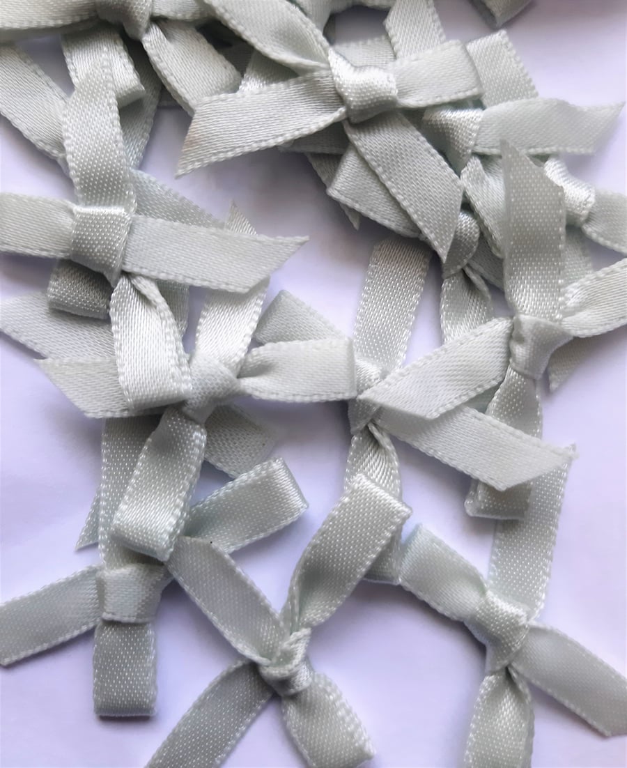 20 pale grey satin ribbon bows 30mm wide approx.