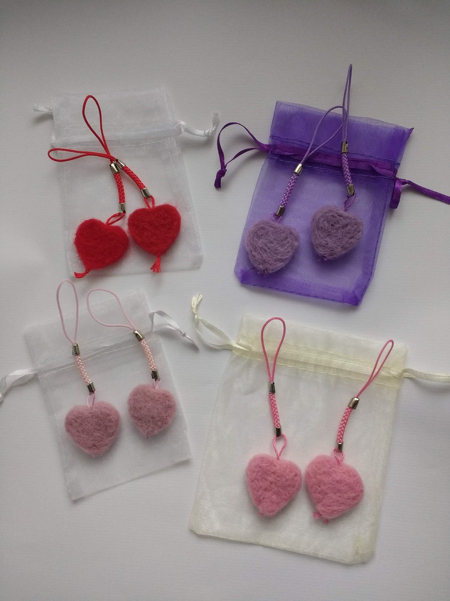 Needle felted heart charms (Reduced price)