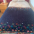 Quilt runner for single bed or throw, elephants, tigers in a night sky scene