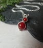 Sterling silver and carnelian pendant, July birthstone necklace in silver - Image 5