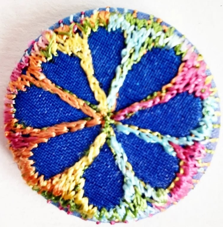 Buttons 1 inch button Hand Dyed Silks and Cottons Free Machine Embroidery Button