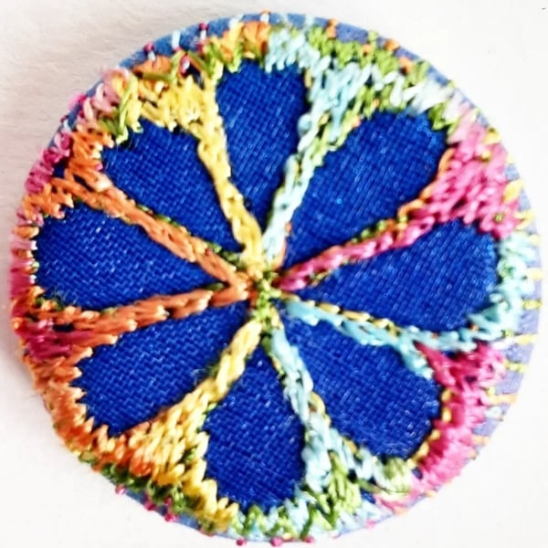 Buttons 1 inch button Hand Dyed Silks and Cottons Free Machine Embroidery Button