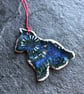 Scandi Cat hygge Christmas decoration blue green The Porcelain Menagerie - Image 1