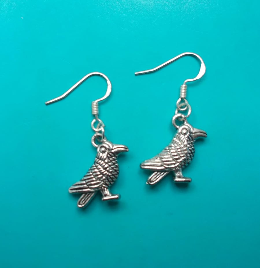 Tibetan Silver Raven Earrings