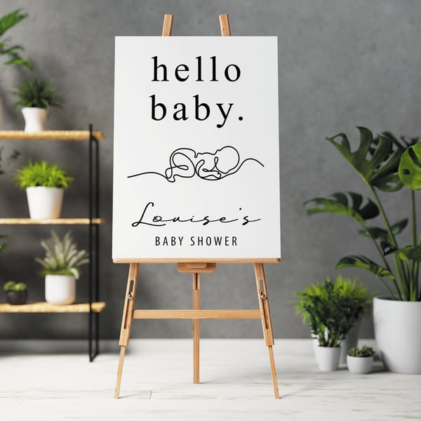 Hello Baby - Personalised Baby Shower Welcome Sticker Decal For DIY Decorative 