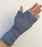 Alpaca Fingerless Gloves Wrist Warmers Light Blue - Image 3