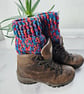 Rainbow Brights Crochet Boot Cuffs, Vibrant Multicoloured Ankle Warmers