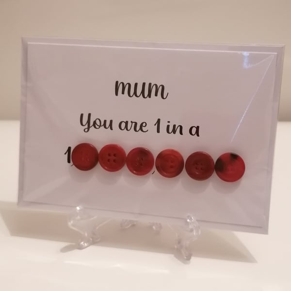 "Mum You are 1 in a million" buttons greetings card 