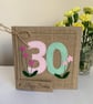 Handmade 30th Birthday Card. Keepsake Card. Textile Card. - Image 1