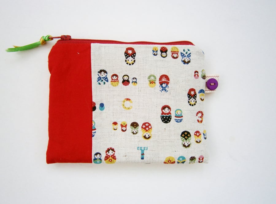 HALF PRICE SALE Little Russian Doll Credit Card Coin Purse