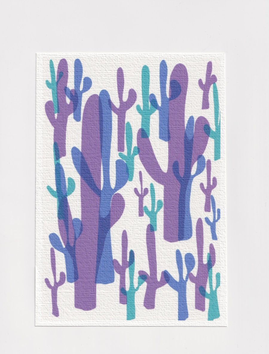 A5 Cacti Print. Mid Century Modern Art 