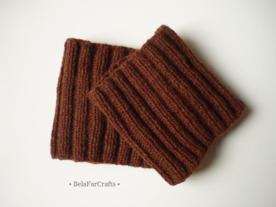 Men's brown boot cuffs - Scottish wool boot toppers - Handmade in UK