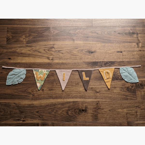 Personalised Safari Nursery Bunting, 'WILD' Signature Leaf Garland FREE POSTAGE