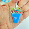 Fused glass flower pot hanging keepsake birthday card