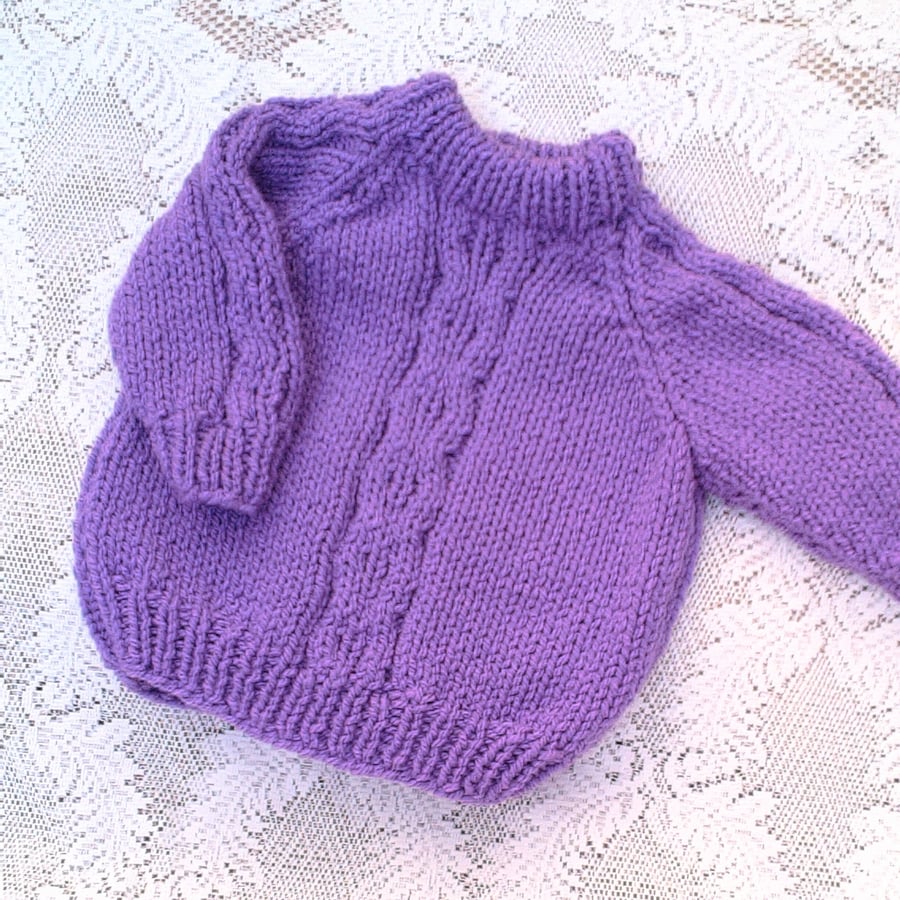 Child's Chunky Round Neck Jumper with A Cabled Centre Front and Sleeves 