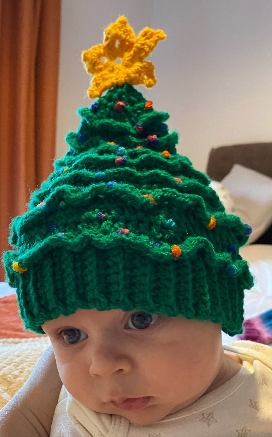 Baby Christmas tree hat and booties