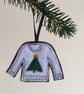 White Felt Christmas Jumper Tree Decoration - Image 1