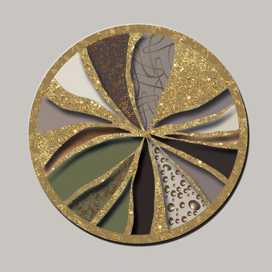 Radiant Olive and Gold Abstract Wall Sculpture