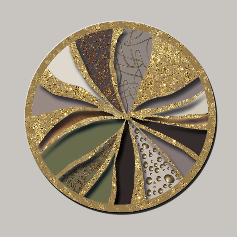 Radiant Olive and Gold Abstract Wall Sculpture