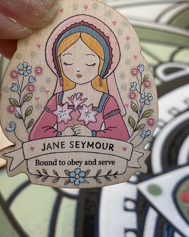 Jane Seymour Wooden Pin Badge - Tudor Queen Pin - Six Wives of Henry VIII Gift 
