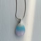 Drop of colour glass necklace pink, white and baby blue