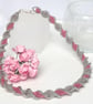 Pink and Silver Spiral Rope Necklace