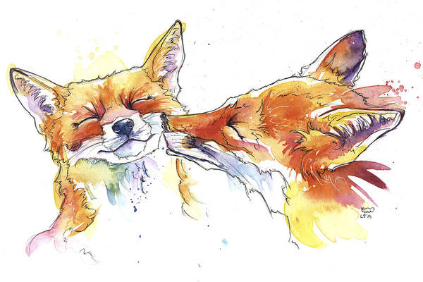 Smoochy Foxes A5 Print