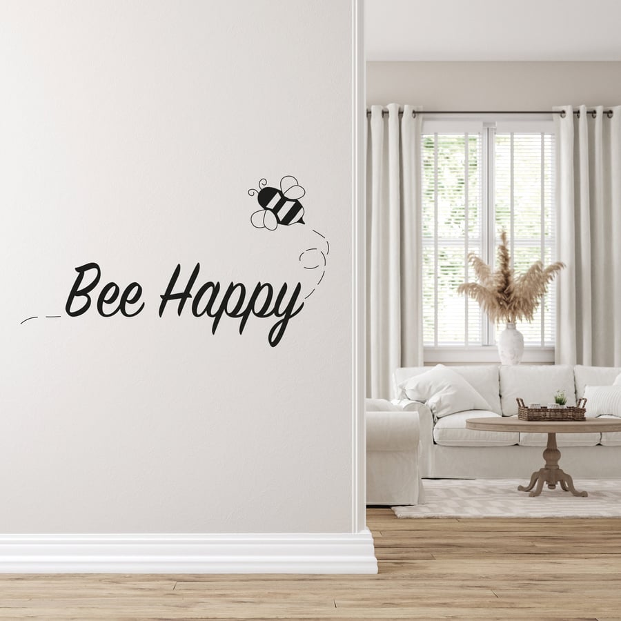 Bee Happy Wall Sticker - Children Bedroom Nursey Baby Shower Gender neutral