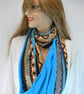 Infinity scarf (two tone, plain turquoise and  turquoise and gold Aztec print ) - Image 5