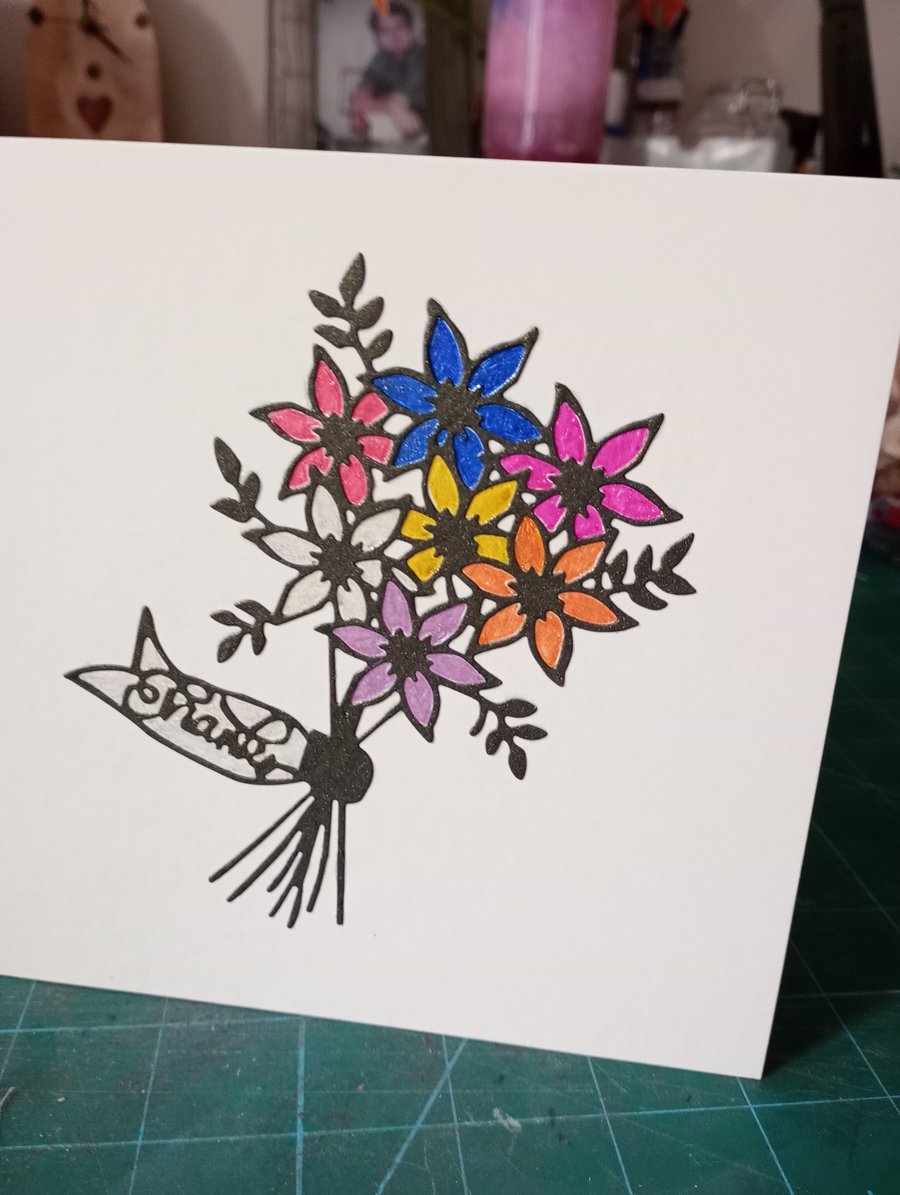 Bouquet thank you card