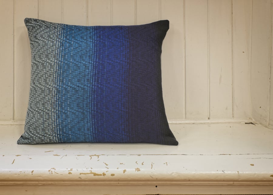 Hand Woven Merino Deep Blue Sea Cushion