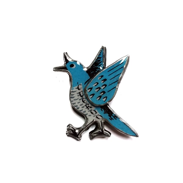 Blue quirky Cuckoo layered Resin Brooch by EllyMental