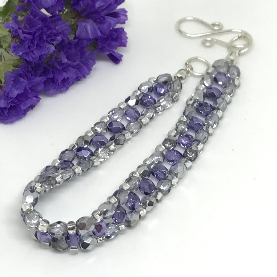 Silver and Purple Bracelet, Gift For Her