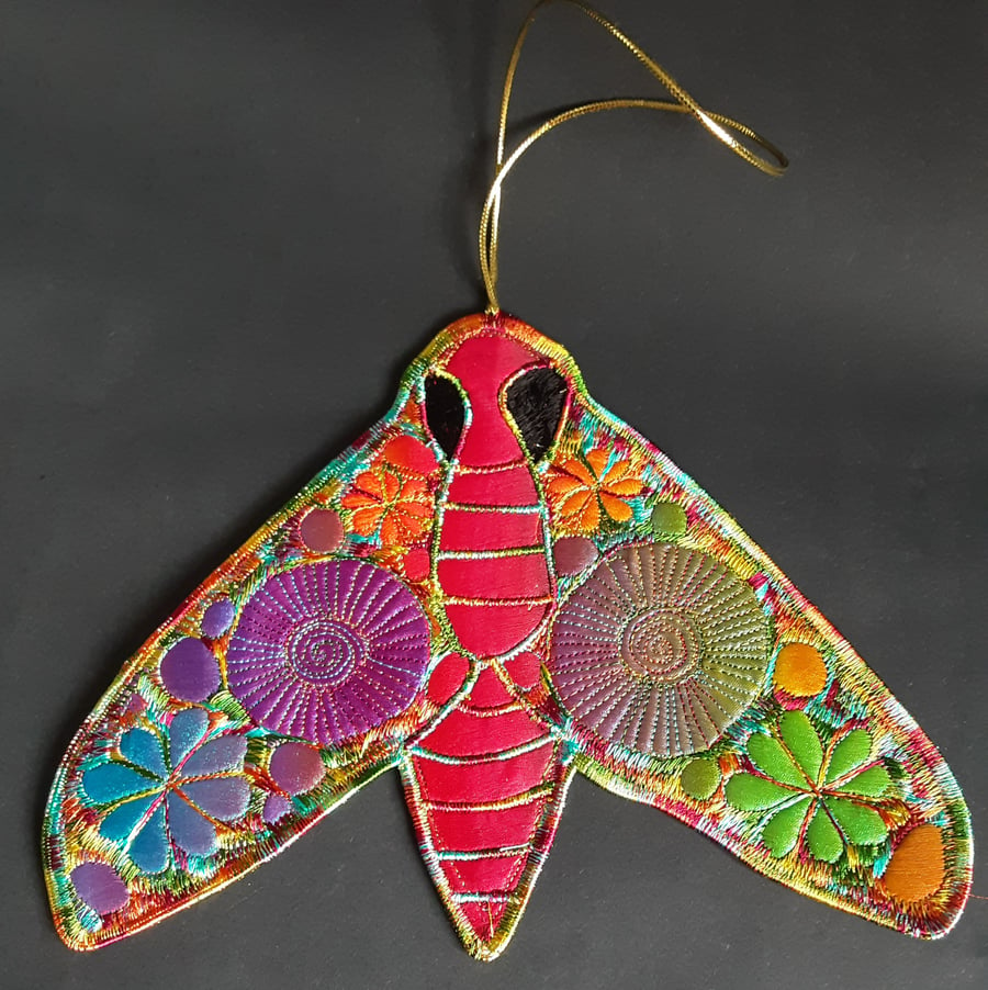 Moth Hanging Decoration Textile Art